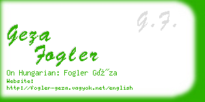 geza fogler business card